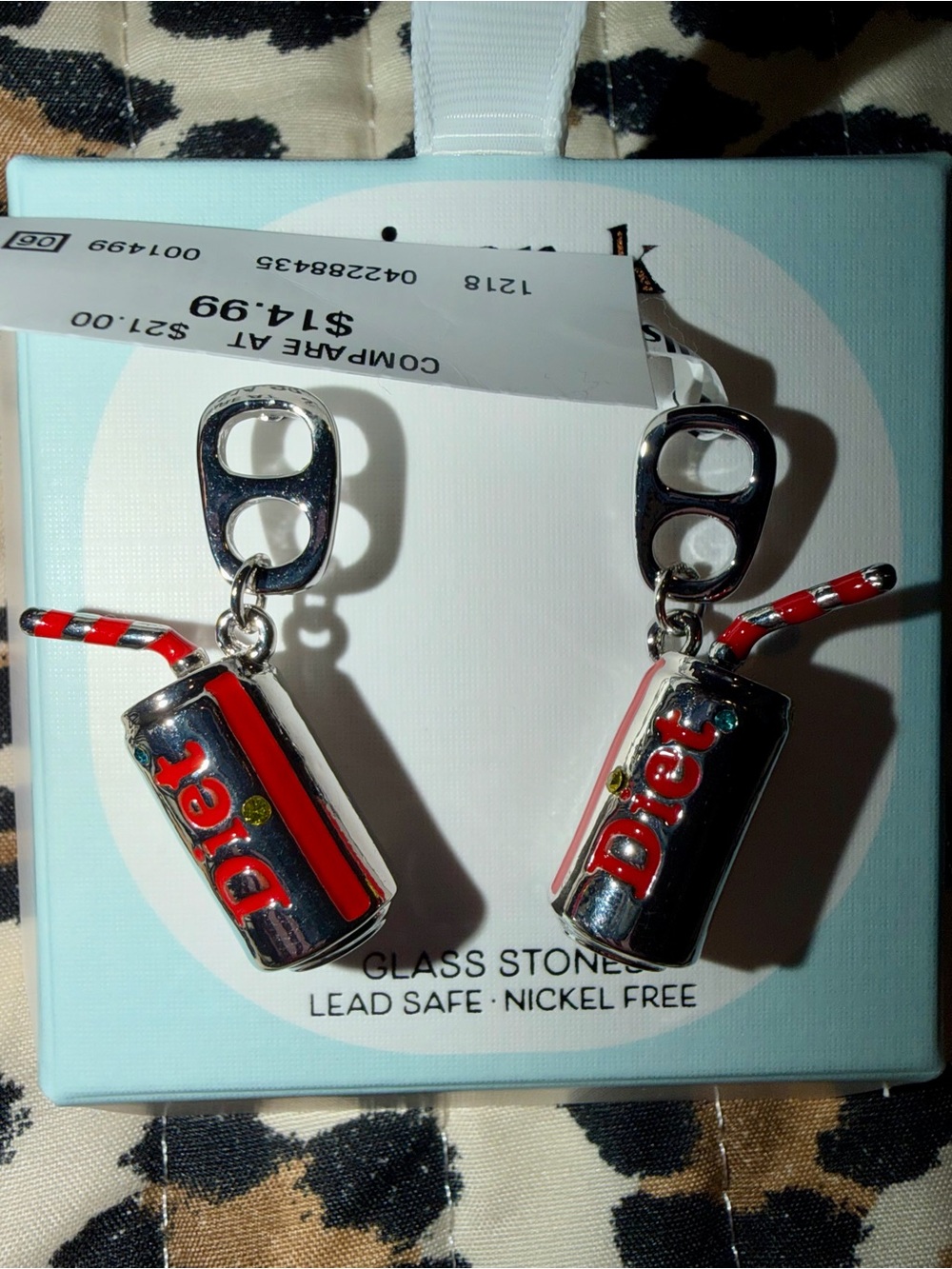 Piper K Diet Coke Can Dangle Earrings NWT